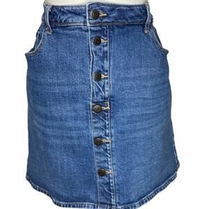 Old Navy Button Front Denim Scottie Blue High Waisted Mini Skirt Sz16 Cowgirl